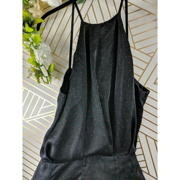 Zara Women's Sleeveless Polka Dot Black Red Romper Tie Back Size Medium - Picture 4 of 9
